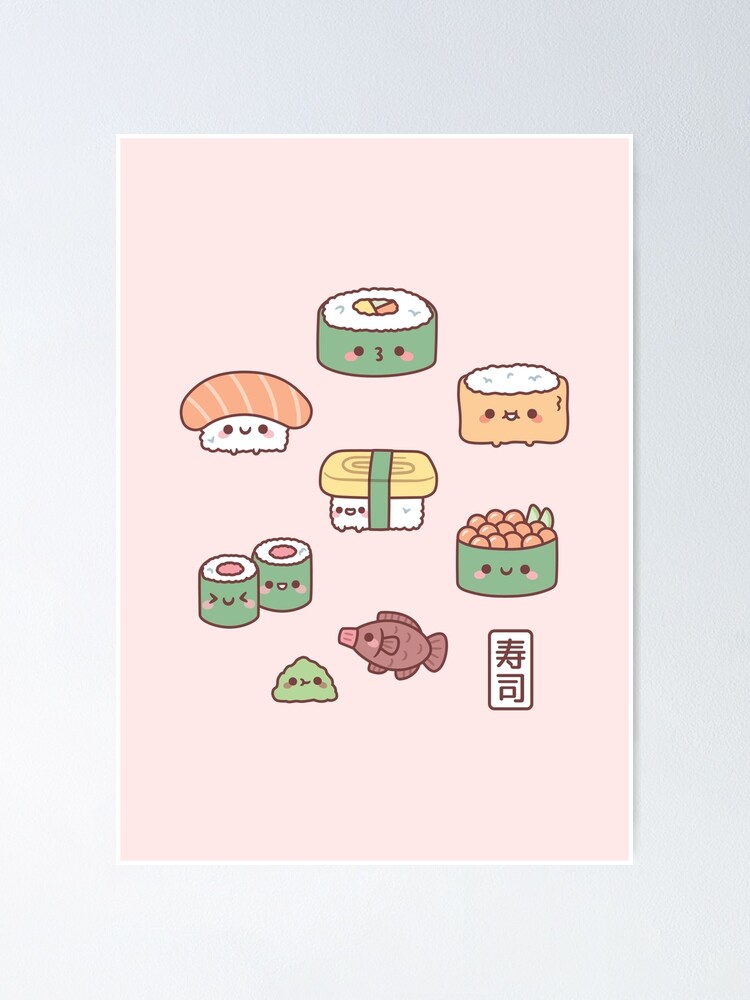 Kawaii Japanese Bento Box Sushi Poster for Sale by rustydoodle