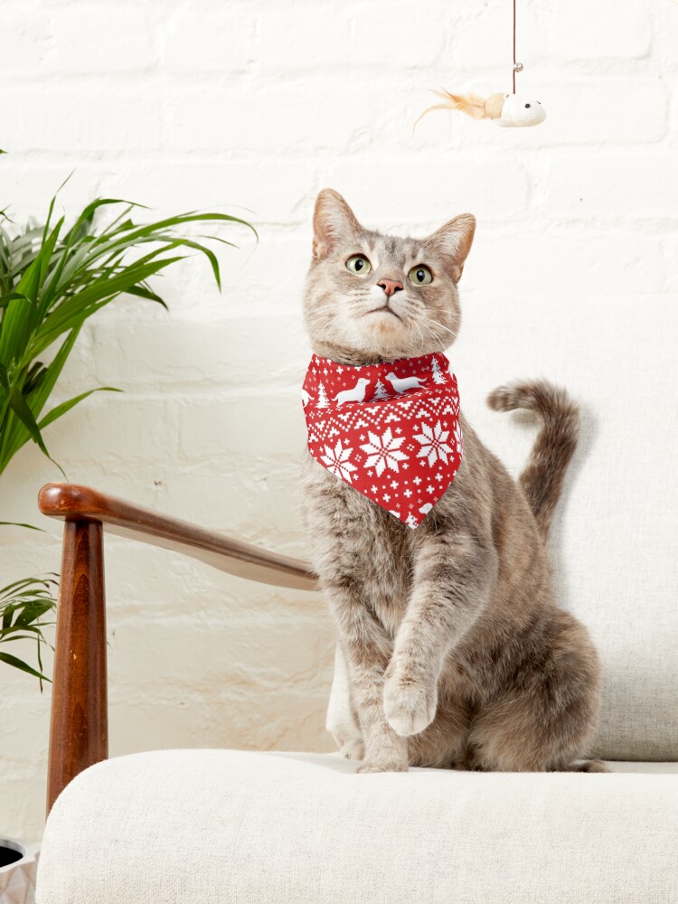 Alternate view of Labrador Retriever Silhouettes Red and White Christmas Holiday Pattern Pet Bandana
