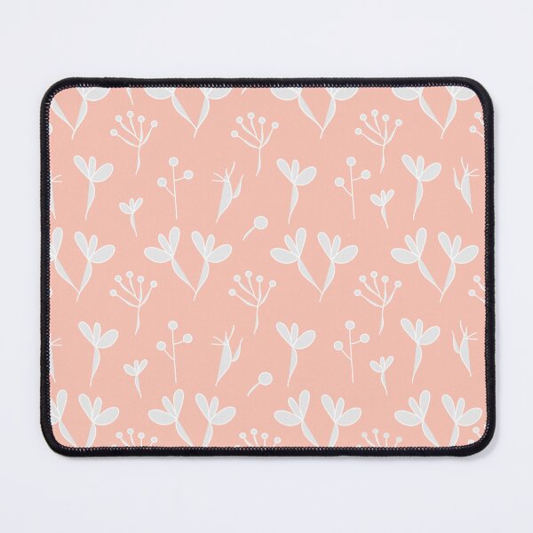 Item preview, Abstract White Flowers and Stems On Cherry Blossom Pink Color Background designed and sold by burbankdesigns.