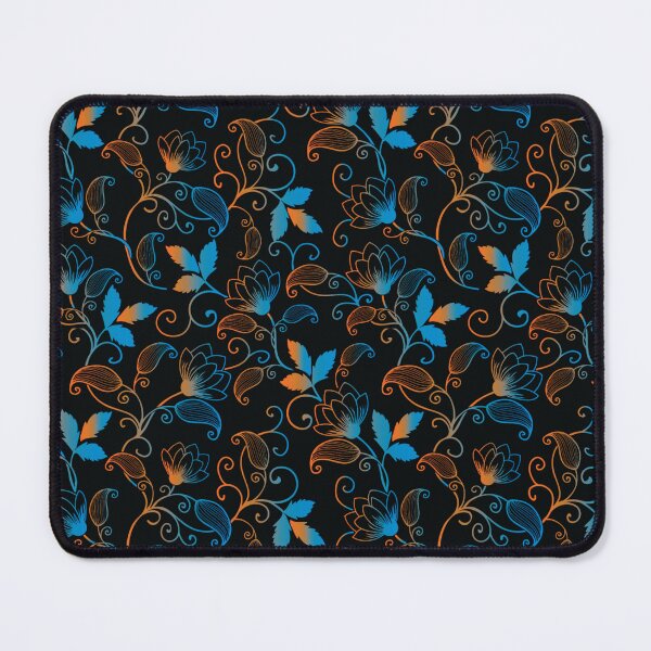 Item preview, Blue and Orange Floral on Black Background designed and sold by Gerson Ramos.