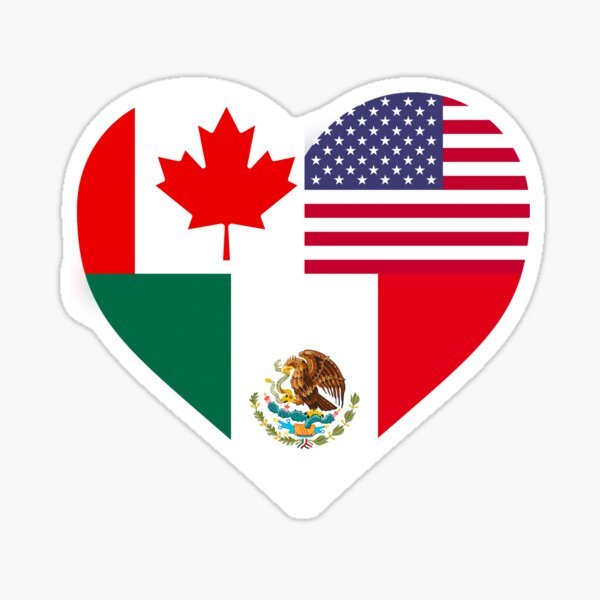 Aperçu de l'œuvre Canada États-Unis Mexique coeur d'amour créée et vendue par Rustic Valley Studio.