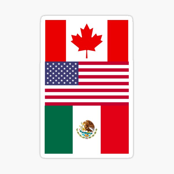 Aperçu de l'œuvre Drapeau Canada États-Unis Mexique créée et vendue par Rustic Valley Studio.