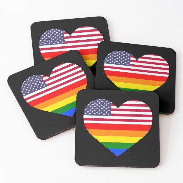 Item preview, Gay LGBQT Pride Rainbow USA American Flag Heart designed and sold by Rustic Valley Studio.