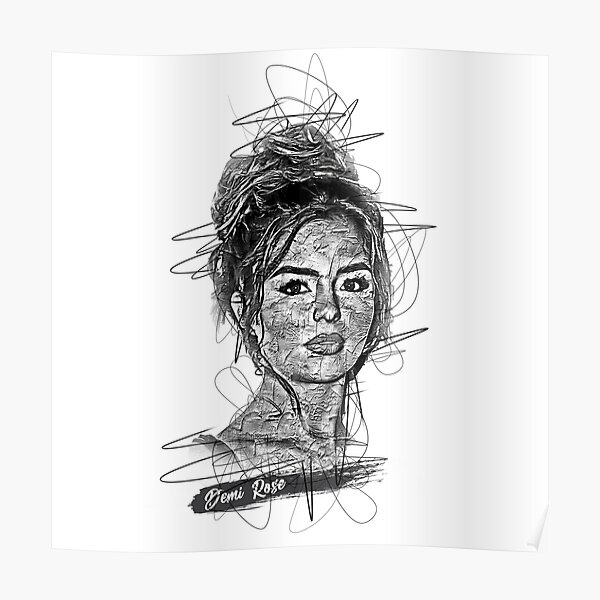 Demi Rose, Demi Rose Abstract Sketch Art Poster