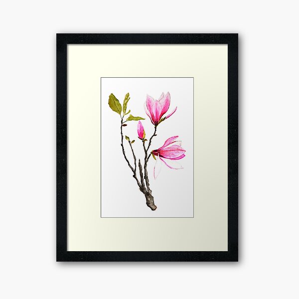 Item preview, pink magnolia flower watercolor  designed and sold by ColorandColor.