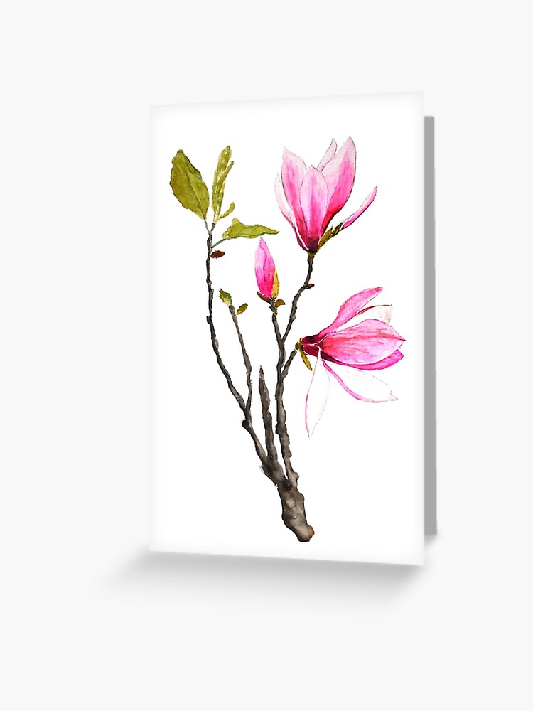 Tarjetas de felicitación «acuarela de flor de magnolia rosa» de  ColorandColor | Redbubble