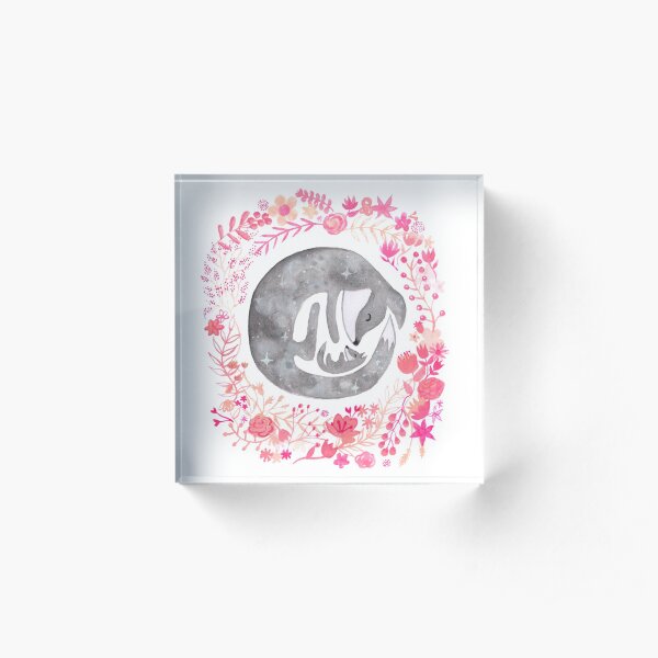 Little Luna Fox (Grey) - By Merrin Dorothy Acrylic Block