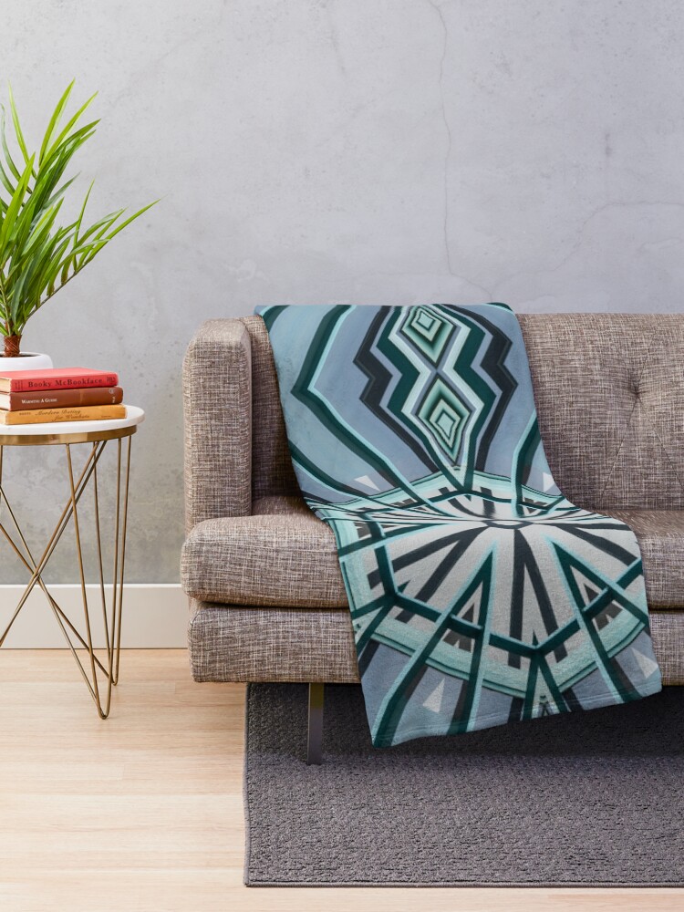 Alternate view of Architecture kaleidoscope light blue Throw Blanket