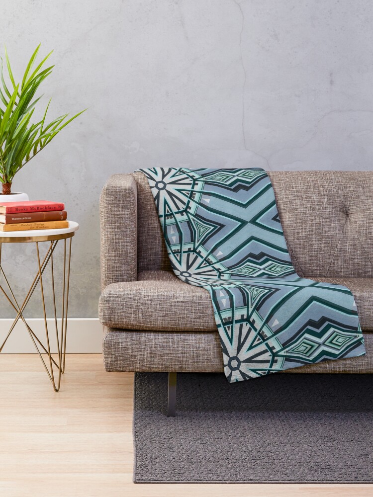 Alternate view of Architecture kaleidoscope light blue Throw Blanket