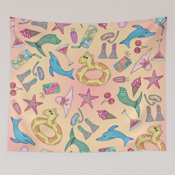 Item preview, Cute Summer Beach and Poolside Illustrations designed and sold by Blkstrawberry.