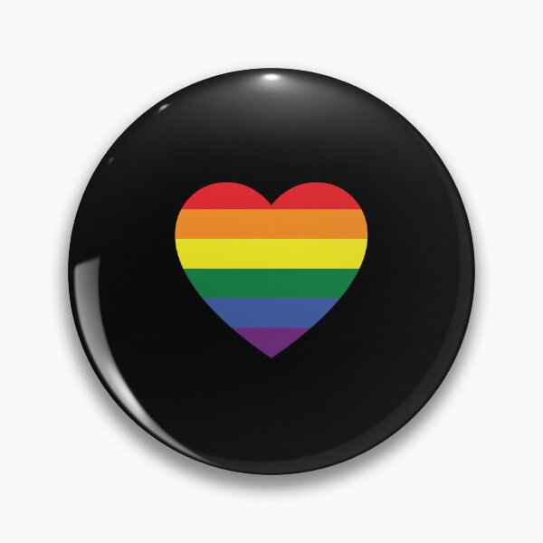 Item preview, 'Rainbow Heart' (Black) designed and sold by The Button Gal.