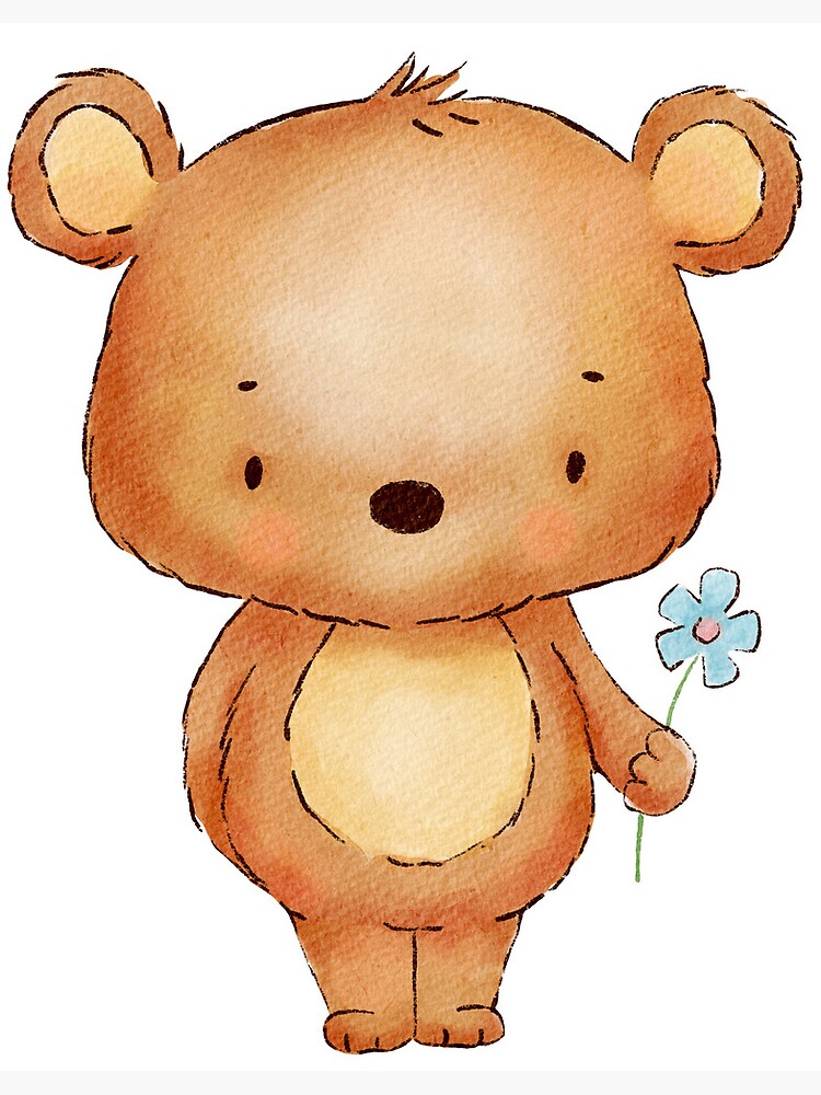 Little Bear With Flower Get Well Card