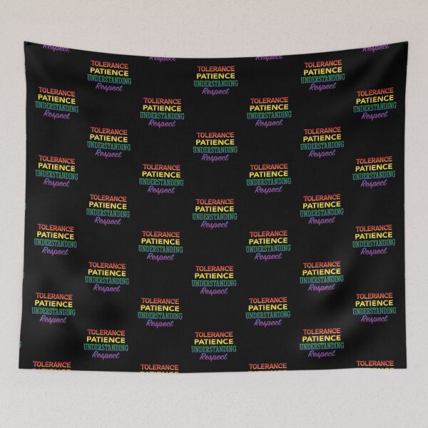 Item preview, 'Tolerance Patience Understanding Respect' (Black) designed and sold by The Button Gal.