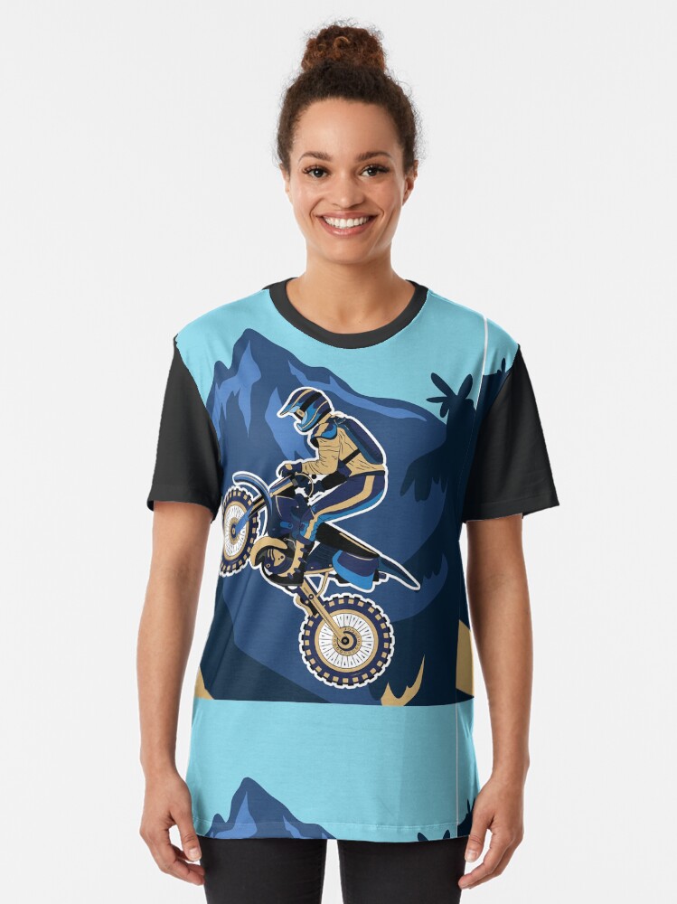 Alternate view of Mountain Bike Rider Artwork Design Graphic T-Shirt