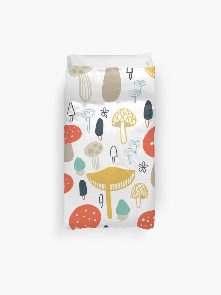 Forest Mushrooms Nature Print Duvet Cover By Samossie Redbubble