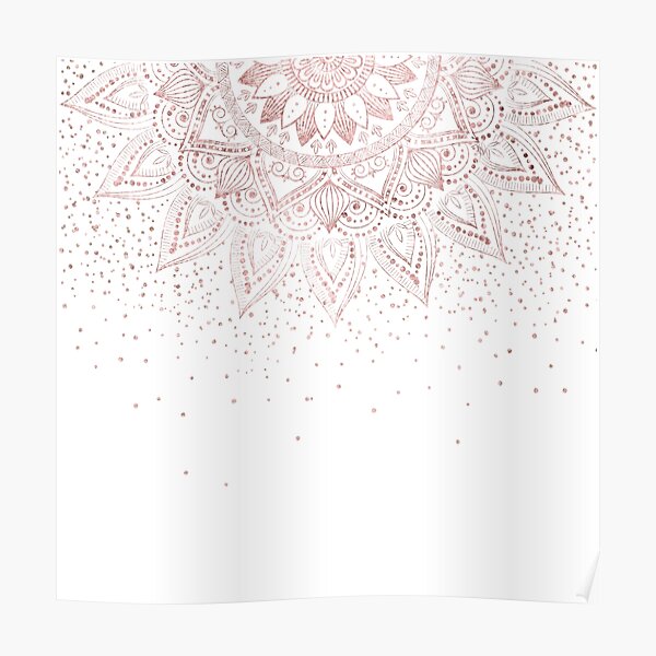 Elegant rose gold mandala confetti design Poster