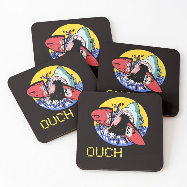 Item preview, "ouch"shark biting surfboard designed and sold by ydsdesigns.