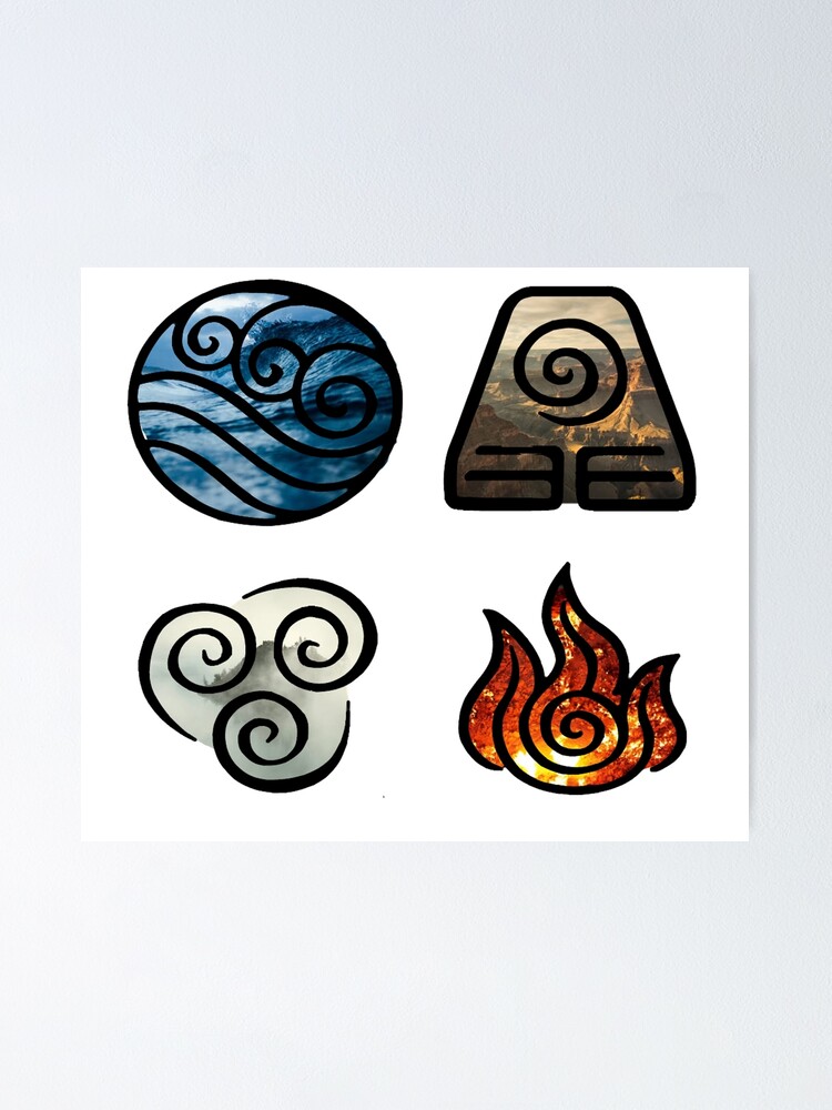 Avatar Die Letzten Airbender Elementsymbole Poster Von Losthermarbles Redbubble