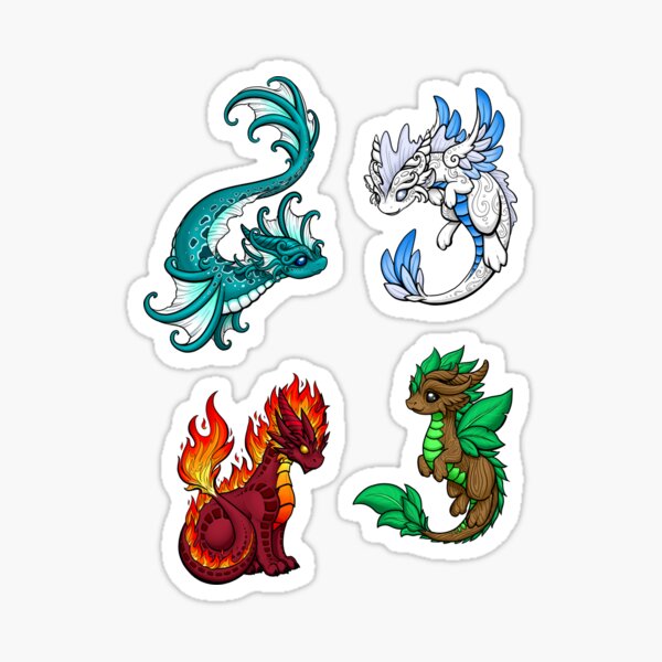 Sluipmoordenaar Bermad Kelder Four Elements - Dragons" Sticker for Sale by bgolins | Redbubble