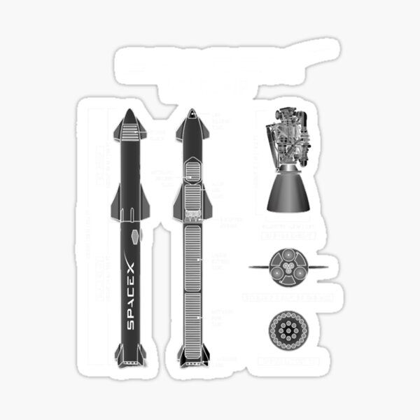 SpaceX Starship Blueprint Essential  Sticker