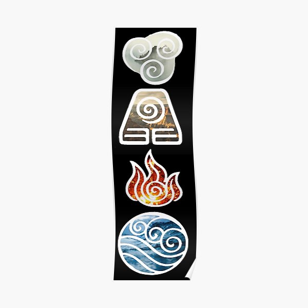 Avatar the Last Airbender Element Symbols Poster