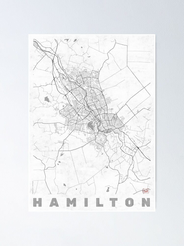 Alternate view of Hamilton Map Line Poster