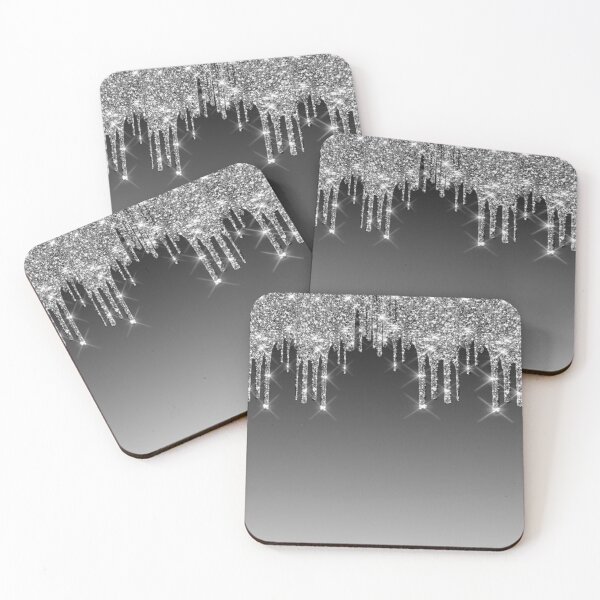 Item preview, Silver Gray Glitter Dripping  designed and sold by TrendyGlitter.
