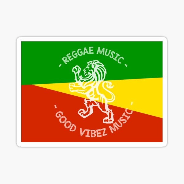 Reggae Music Good Vibez Music - Lion - Flag Sticker