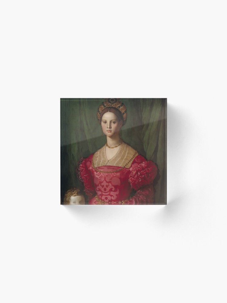 Alternate view of A Young Woman and Her Little Boy Oil Painting by Agnolo Bronzino Acrylic Block