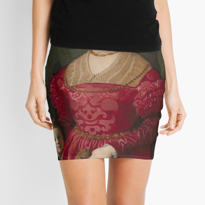 A Young Woman and Her Little Boy Oil Painting by Agnolo Bronzino Mini Skirt