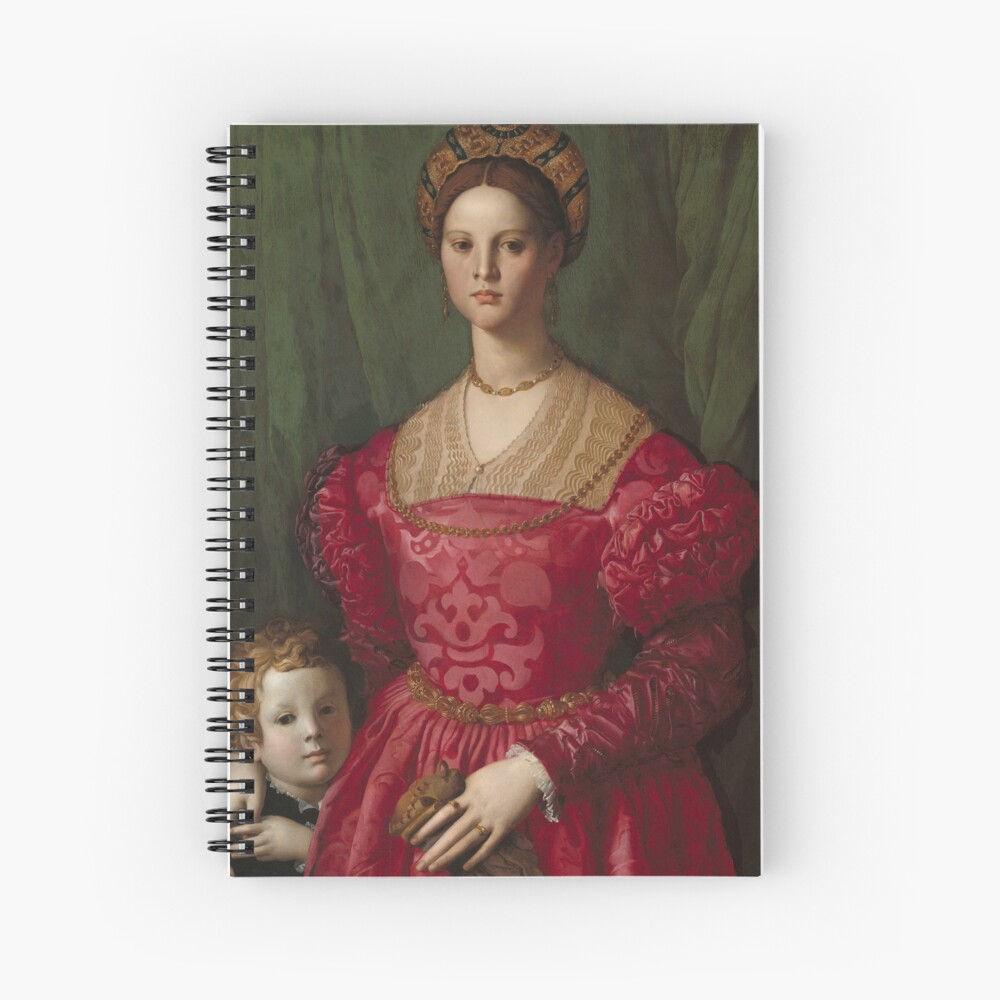 A Young Woman and Her Little Boy Oil Painting by Agnolo Bronzino Spiral Notebook