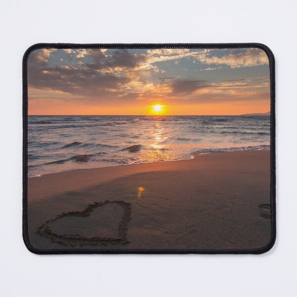 Item preview, sunsetting over beach with love heart in sand designed and sold by ydsdesigns.
