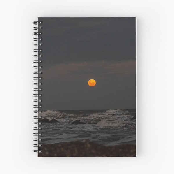 Item preview, ideal full red moon at night on the beach with surf designed and sold by ydsdesigns.