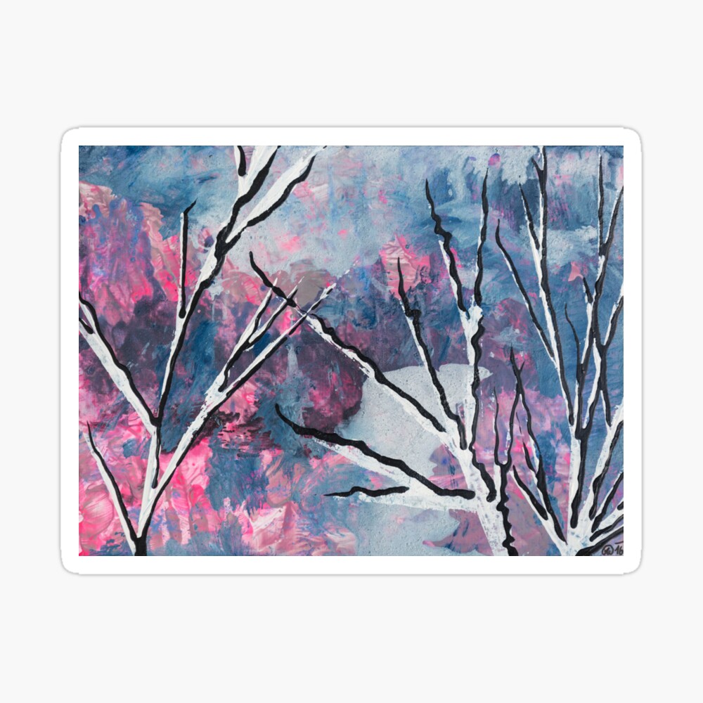 Trees in winter - abstract painting iPhone Case