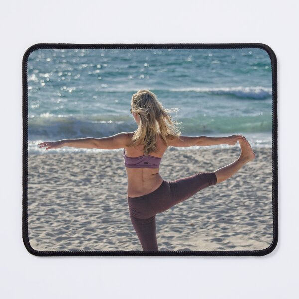 Item preview, girl doing yoga in ideal beach setting designed and sold by ydsdesigns.