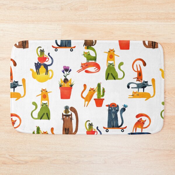 Item preview, Scattered Cats watercolour cat painting pattern designed and sold by KatyClemmans.