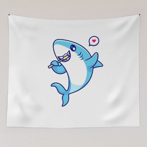 Item preview, cute shark brushing teeth designed and sold by MethukaT.