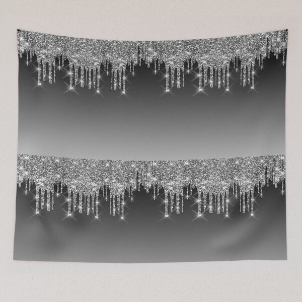 Item preview, Silver Gray Glitter Dripping  designed and sold by TrendyGlitter.