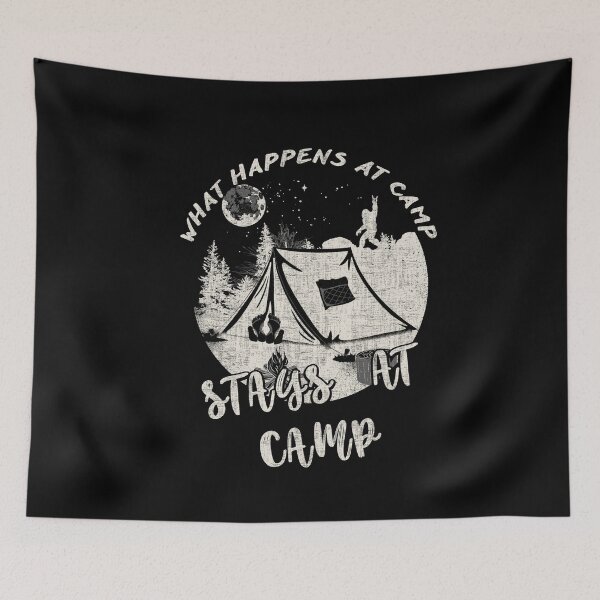 Item preview, What happens at camp stays at camp – Funny camping quote  designed and sold by yococo.