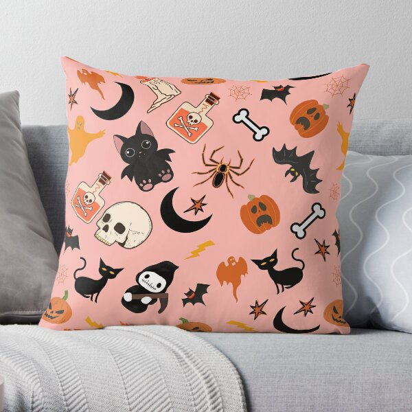 Bat Skull Goth Pattern / Spun Polyester Square Pillow /Single