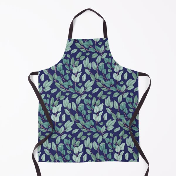 Item preview, Fresh Mint Green, Aqua Forest Leaves,  on Navy, Pattern designed and sold by Jaydee001.