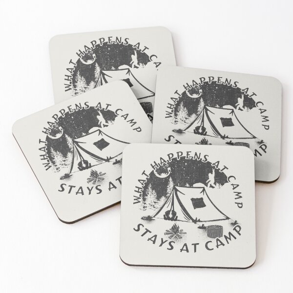 Item preview, What happens at camp stays at camp – Funny camping quote  designed and sold by yococo.
