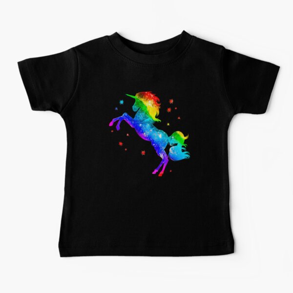 Rainbow Unicorn, stars, galaxy style, space Baby T-Shirt