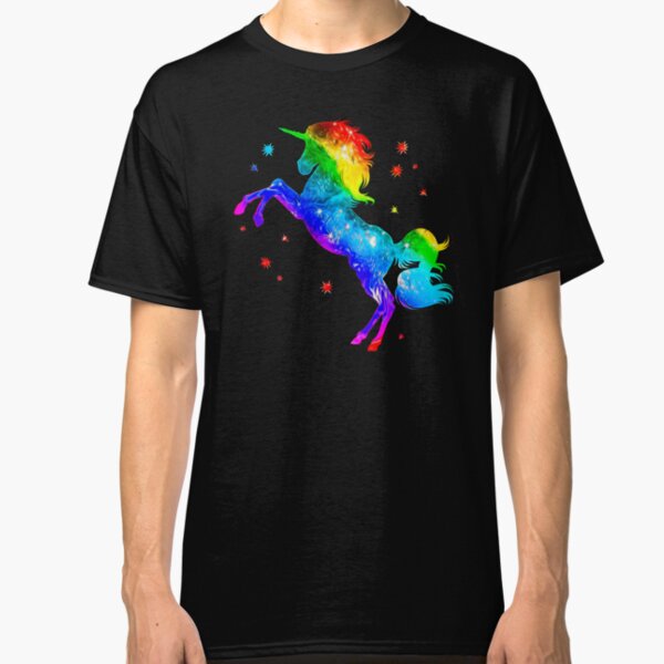 Rainbow Unicorn, stars, galaxy style, space Classic T-Shirt