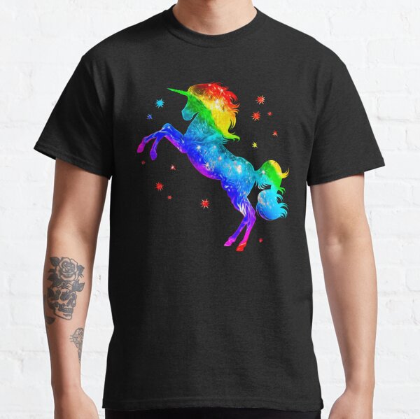 Rainbow Unicorn, stars, galaxy style, space Classic T-Shirt