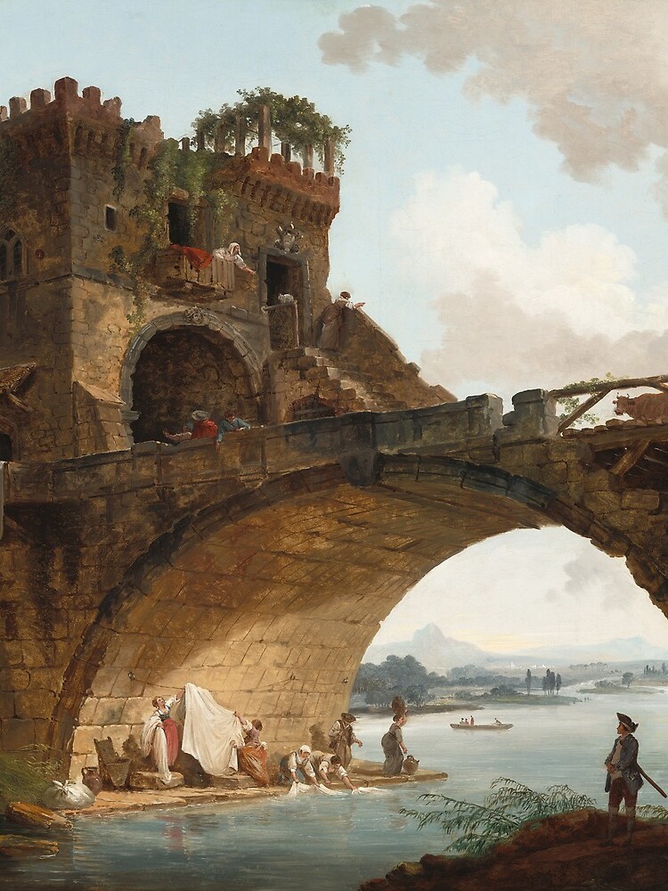 The Ponte Salario Oil painting by Hubert Robert by podartist