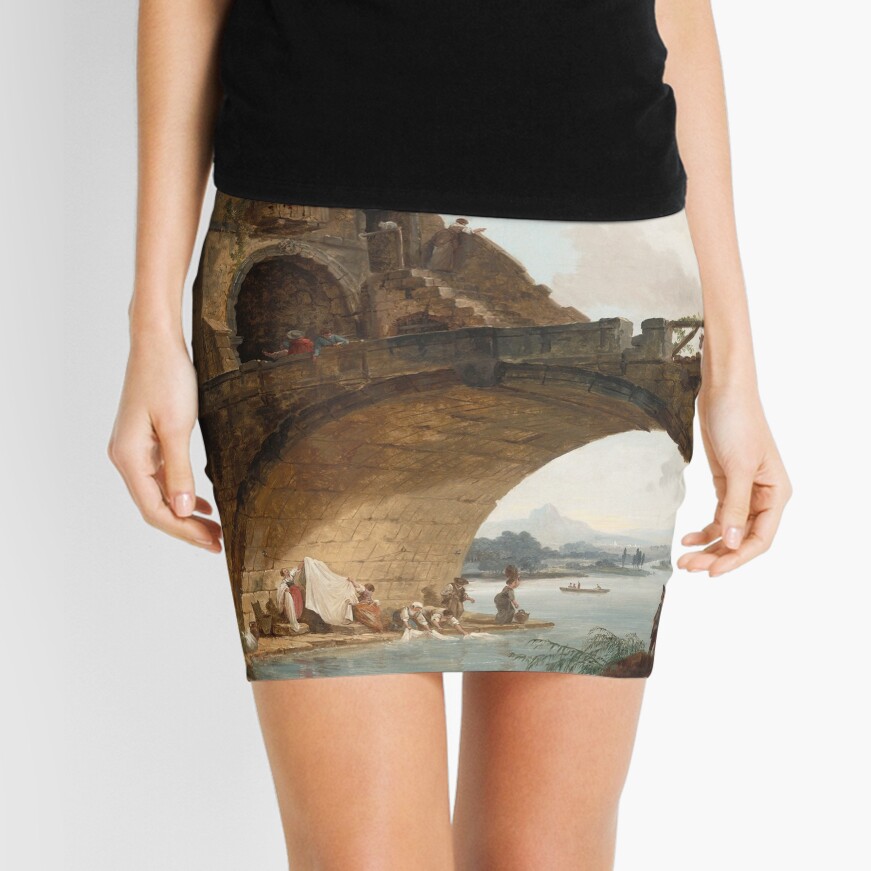 The Ponte Salario Oil painting by Hubert Robert Mini Skirt