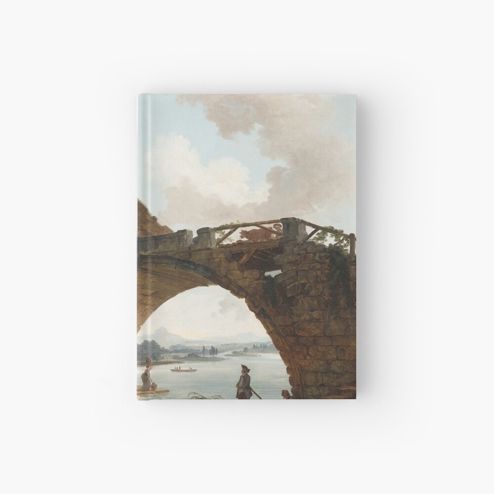 The Ponte Salario Oil painting by Hubert Robert Hardcover Journal