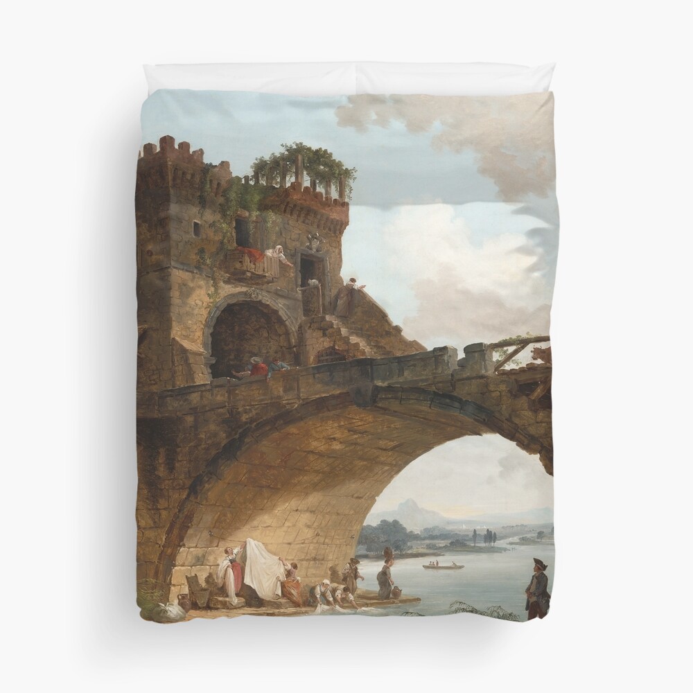 The Ponte Salario Oil painting by Hubert Robert Duvet Cover