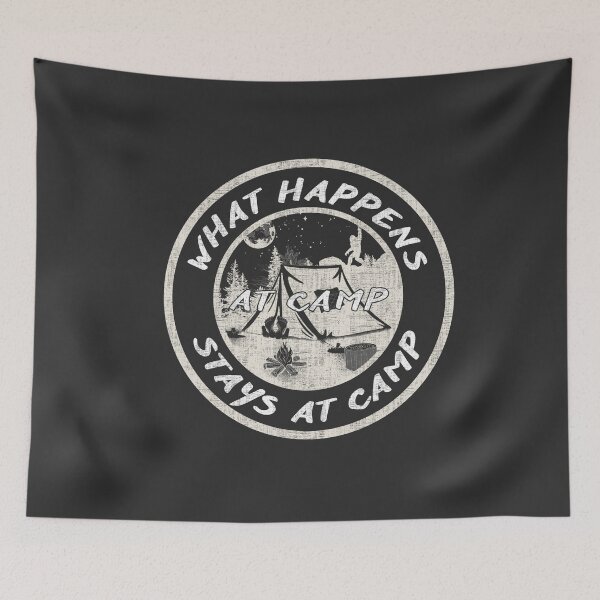 Item preview, What happens at camp stays at camp – Funny camping quote  designed and sold by yococo.